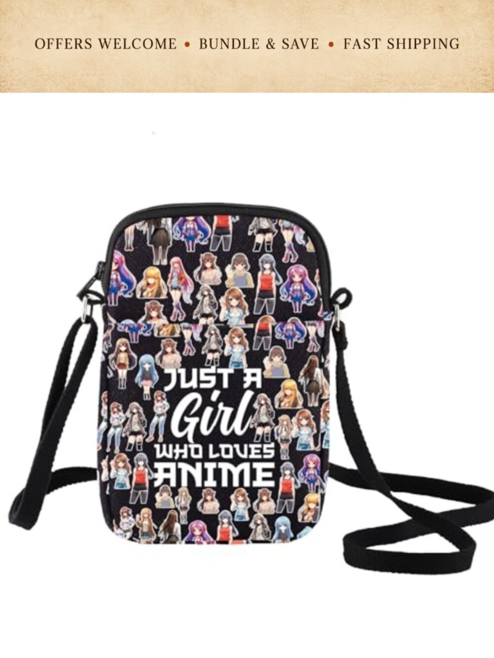 Canvas Crossbody Bag Anime Print Shoulder Bag Gift